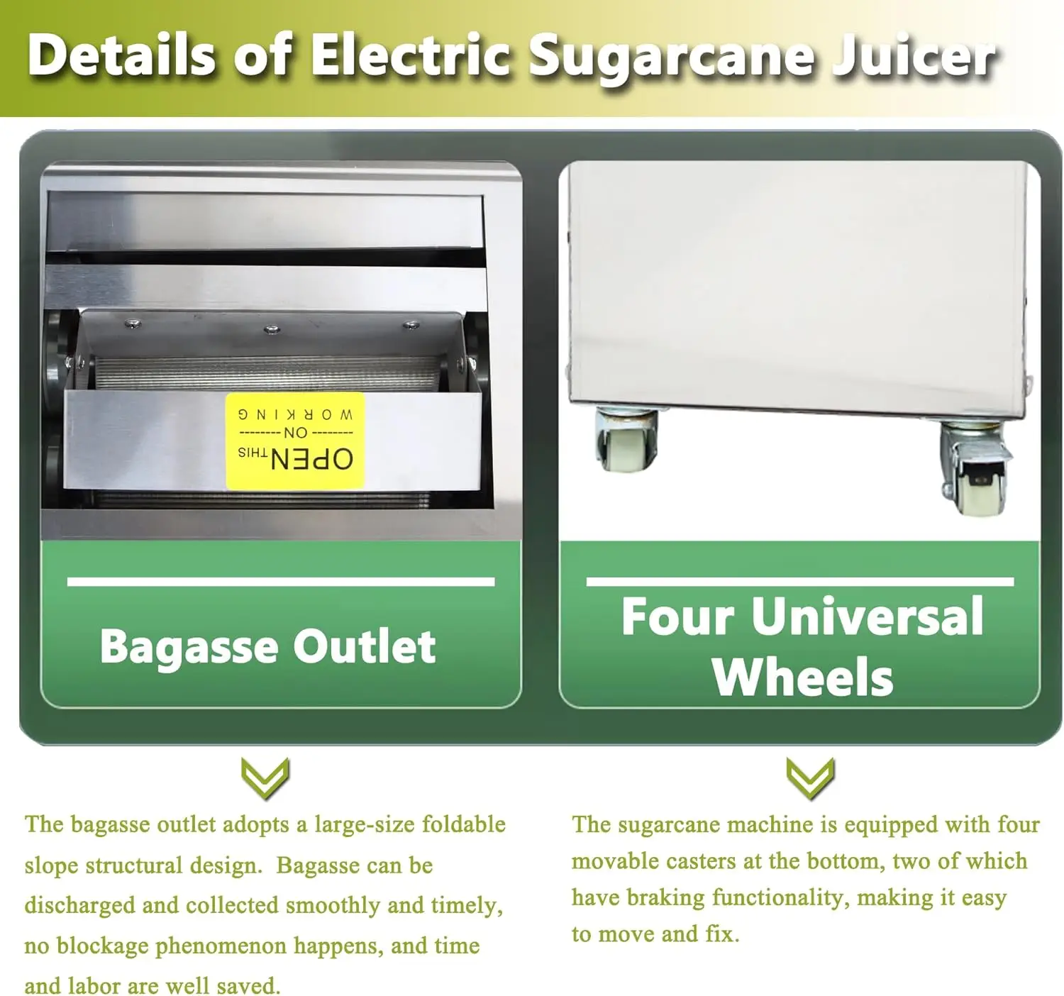 Коммерческая электрическая соковыжималка для сахарного тростника, соковыжималка из нержавеющей стали 110 В, 1500 Вт, 3 ролика