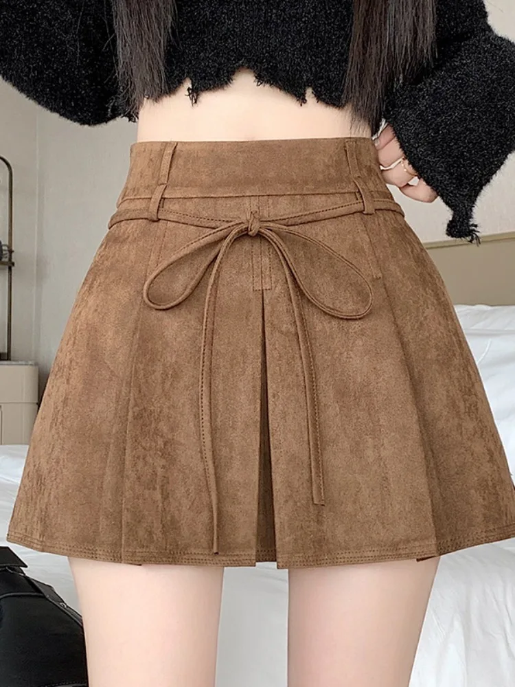 

Browan Deer Skin Velvet Skirt Women's Design Sensation Winter Post-Aalyptic Sle Spicy Girl Pleated f Skirt