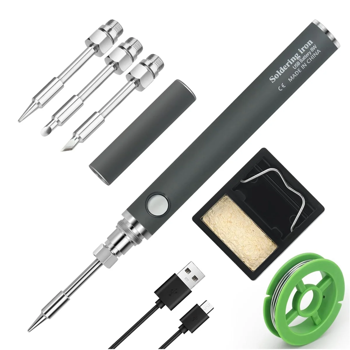 

Cordless Soldering Iron Kit Adjustable Temperature Soldering Pen, Rechargeable Electronic Welding Tool Pen with 3 Tips