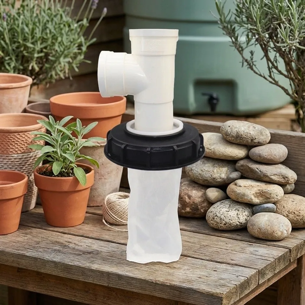 Vertical T-Shaped 165mm For IBC Tote Cover With Filter For Water Tanks DN150 Ton- Bucket Plastic Filter Cover