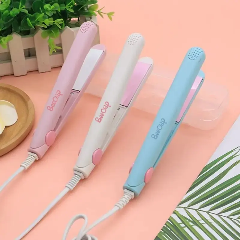 Mini Hair Straightener Clipboard Small Power Plug Curling Hair Straight Hair Girls Air Bangs Portable Hair Straightener