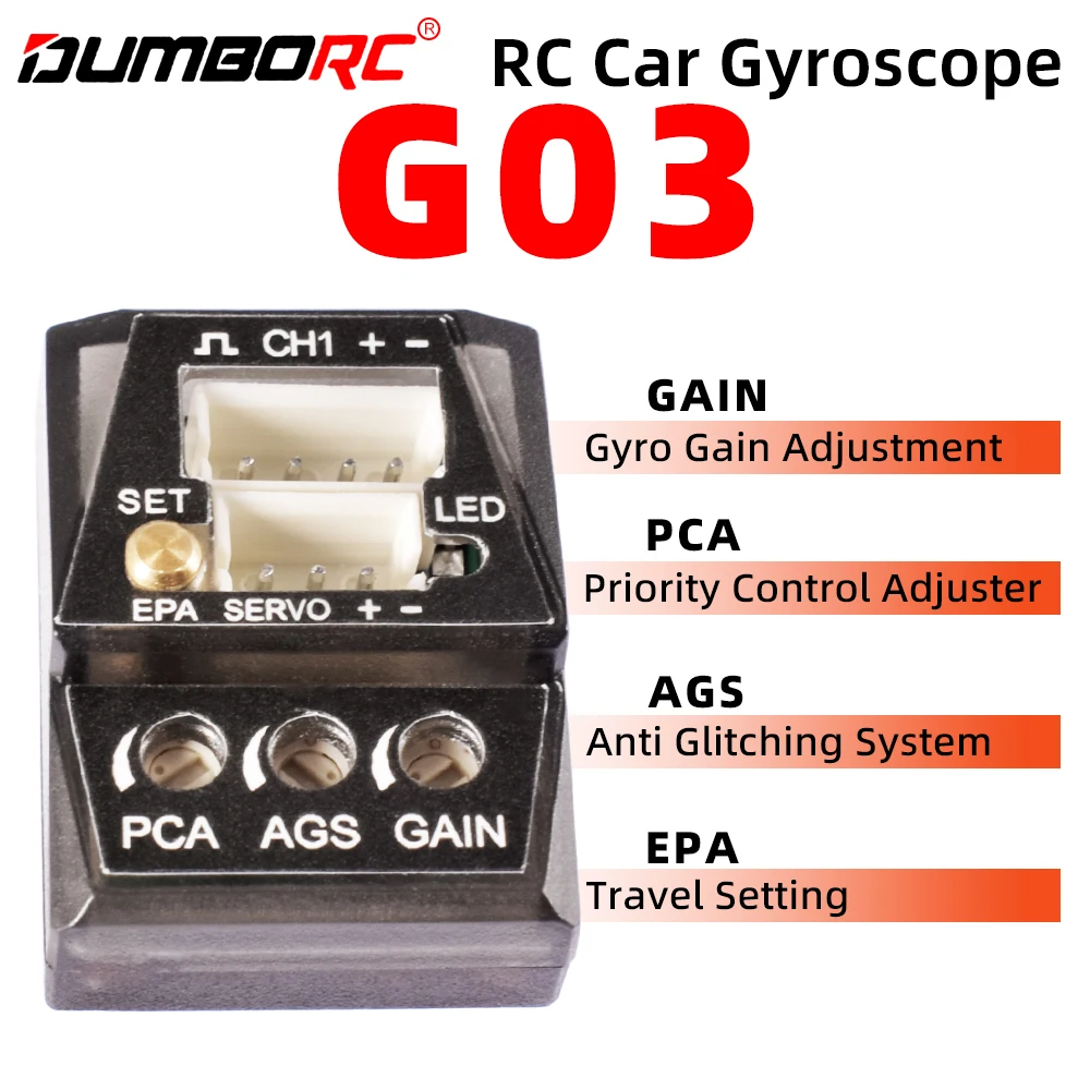 DUMBORC Gyro G03 G02 Automatic Stability Control Gyroscope for RC Drift Racing Integrated Compact Remote Control Upgrade Parts