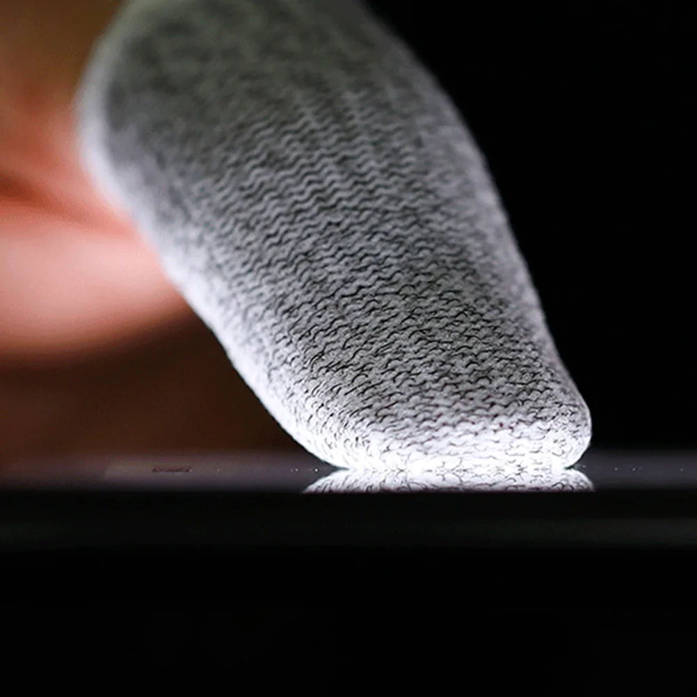 

6Pcs Anti-Sweat Finger Covers Breathable Elastic Sweat-Resistant Finger Sleeves Mobile Game Tool Screen Touch Silver Fiber