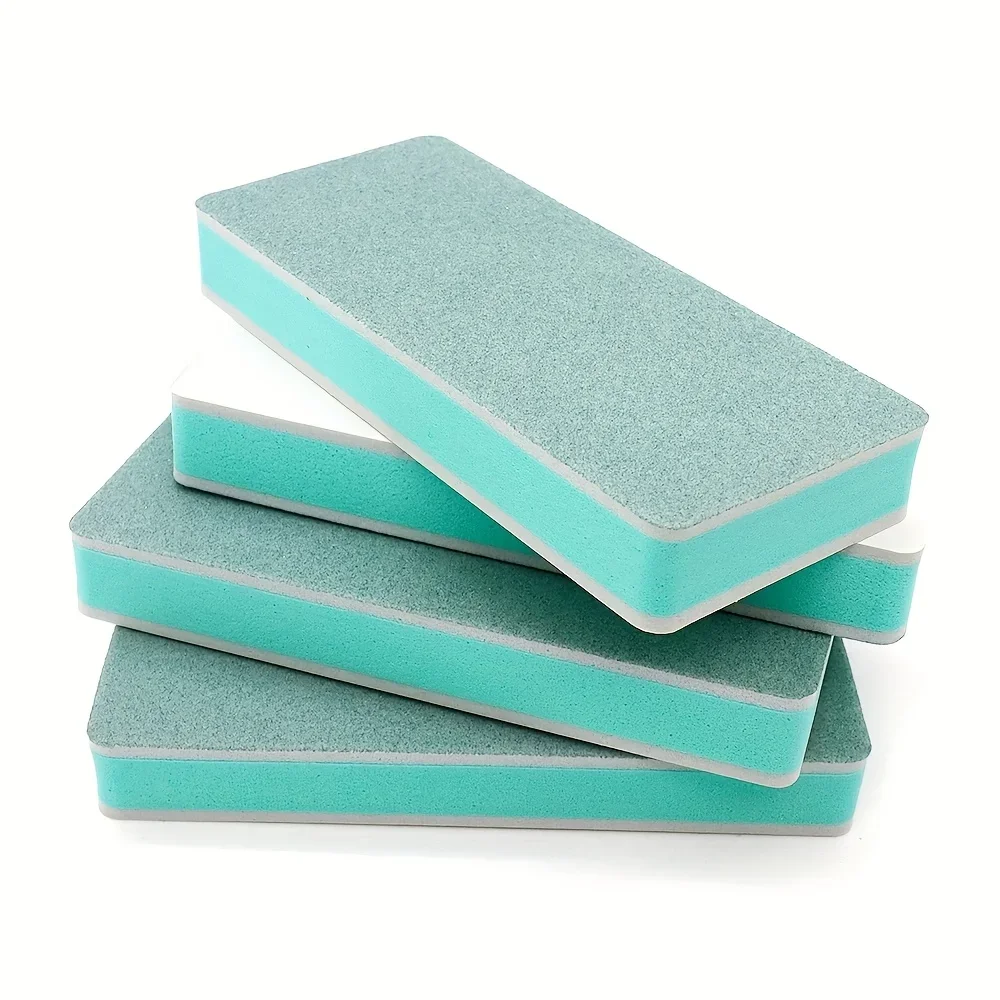 Tampons à ongles Double face réutilisables, Styles portables, vert-blanc, bloc de polissage, pédicure, éponge douce, outil de lime pour ongles, 10 pièces