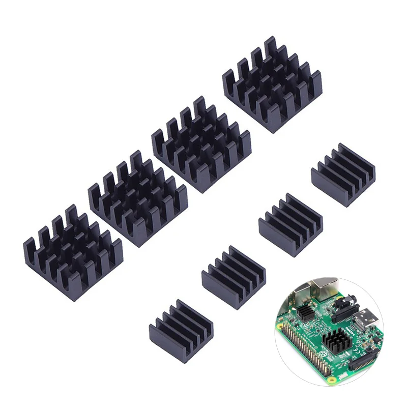

8pcs Black Aluminum Heatsink Cooling Kit For + 2 3 Boards Ic Processor Compatible Laptop Cooling