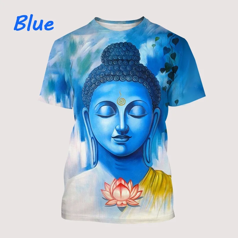 2022 Fashionable Buddha 3D Printed Retro Summer Casual Cool Men's Round Neck Short Sleeve Tops T Shirts