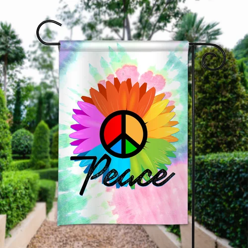 Floral Peace Sign Garden Flag, Spring Yard Flag, Peace on Earth, Hippie, Flowers IIX WZZ yyi