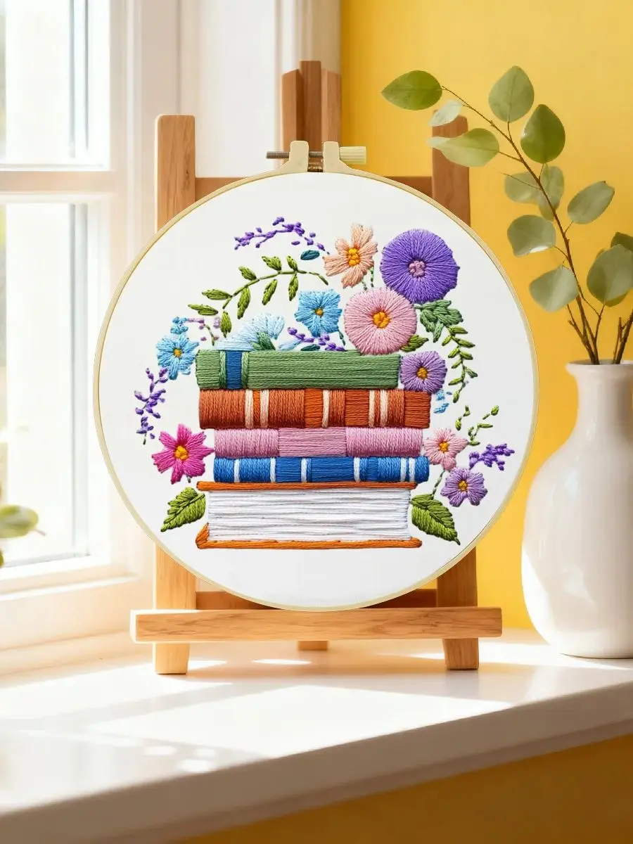 1 Stück 20X20CM/15X15CM 7,87/6,3 Zoll Buch-Stickerei-Starter-Kit DIY-Kit DIY-Stickerei-Set Handarbeiten Malerei Nadelkunst – Detail 6