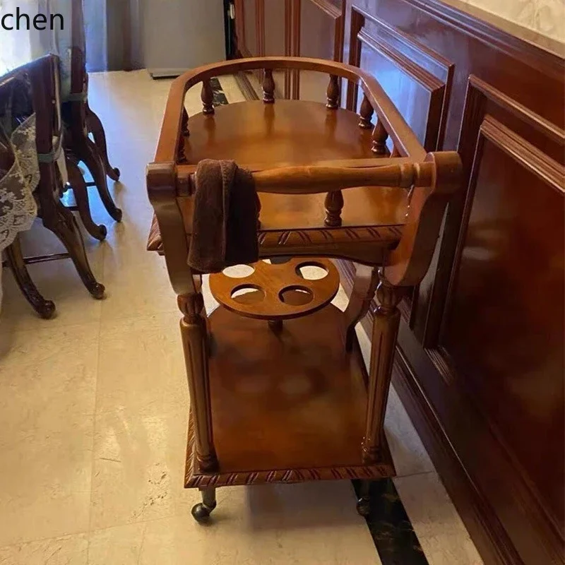 DSA  Solid Wood Dining Cart Movable Handcart Restaurant Ordering