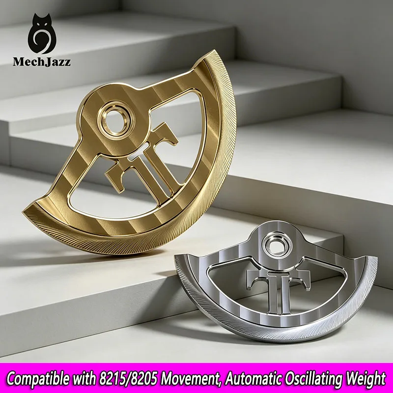

MechJazz Hollow Engraved Automatic Rotor for Miyota 8215/8205 Movement, Gold Plated Oscillating Weight, Watch Modification Parts