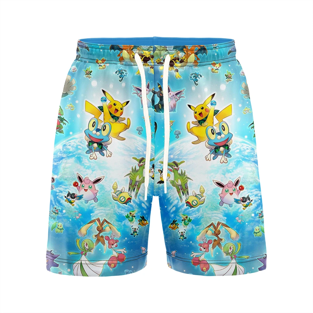 

Bandai Pikachu Cartoon Casual Shorts Pocket Monster Anime Mens 3D Print Board Pants Summer Quick-dry Lightweight Funny Shorts