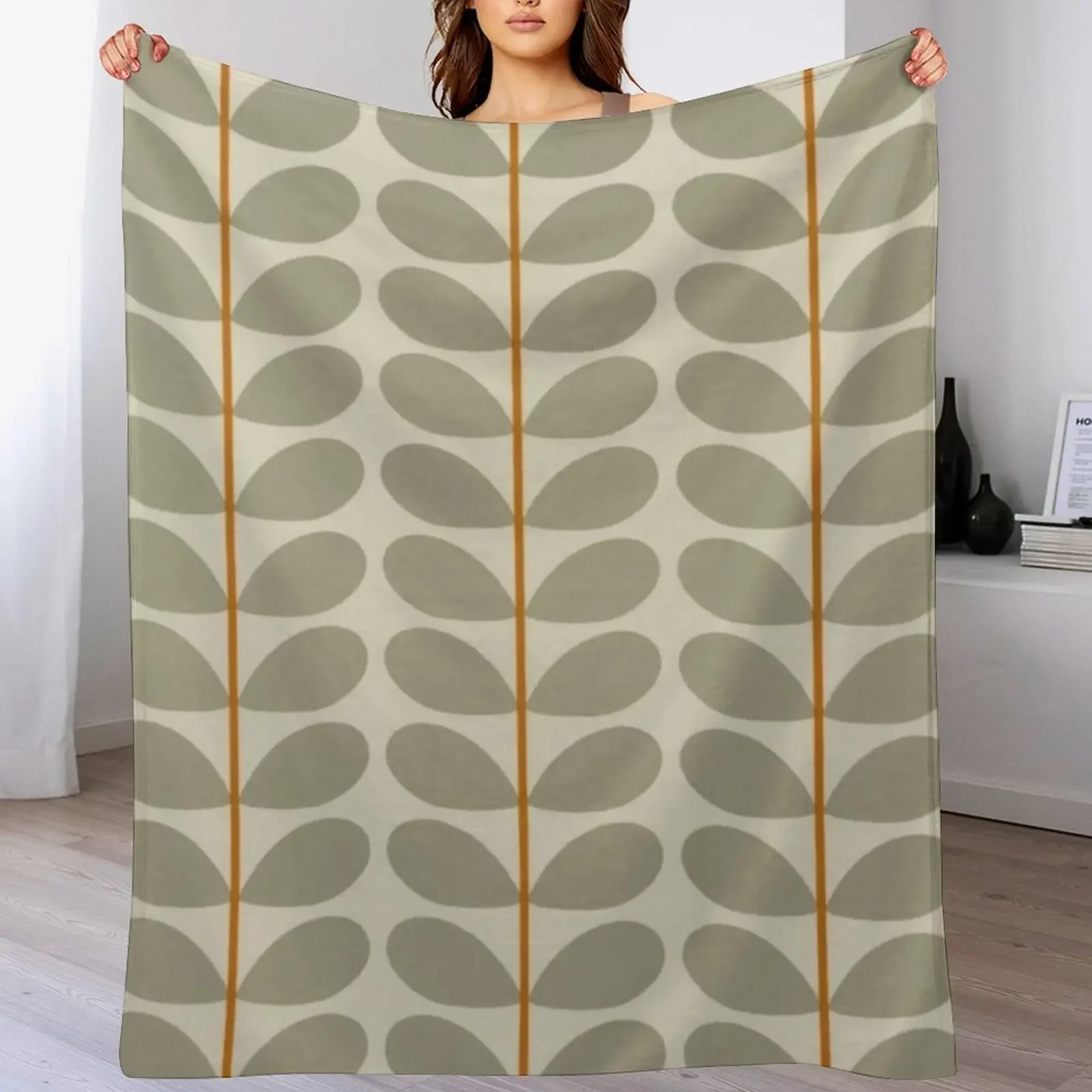 

orla kiely multi stem, beige, orange, white, orla kiely multistem design Throw Blanket Hairys For Baby Blankets