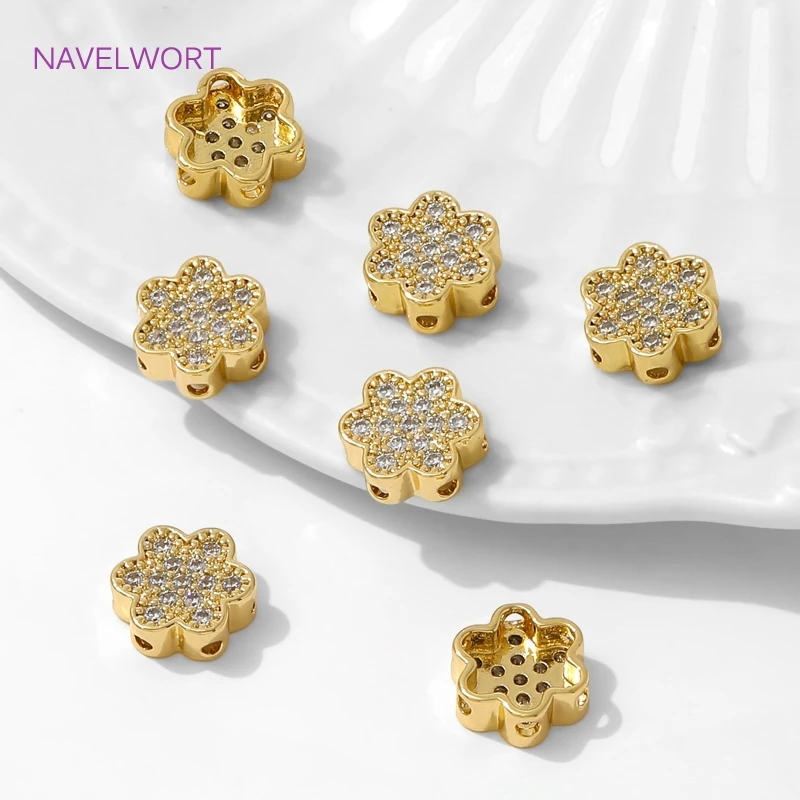 18K مطلية بالذهب زهرة شكل الخرز فواصل للأساور ، خرز فاصل النحاس ، فواصل للخرز ، DIY بها بنفسك مستلزمات صناعة المجوهرات