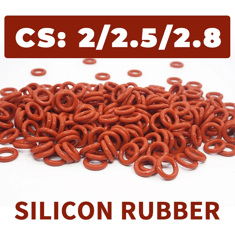 Thickness CS2/2.5/2.8mm Red VMQ O-ring cross section silicon rubber sealing gasket rubber washer wholesale in specifications
