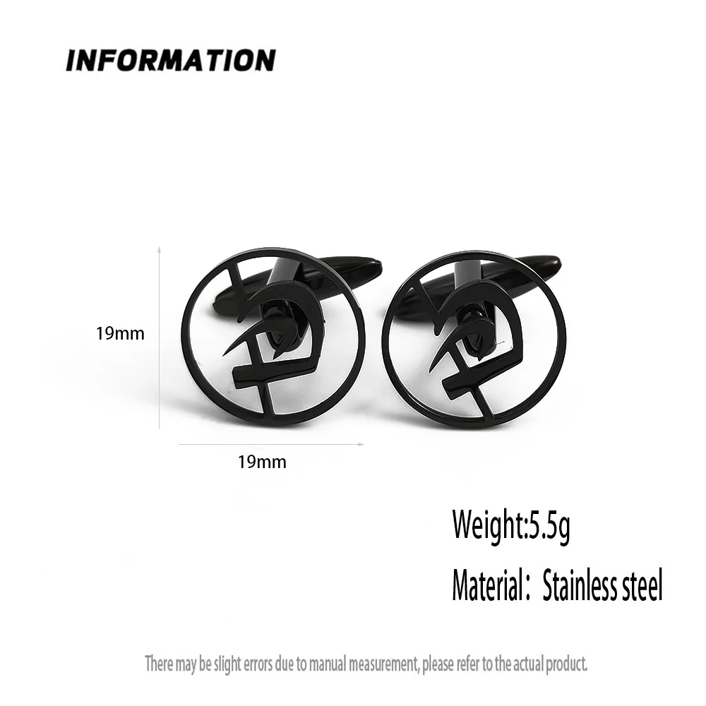 Cufflinks 316L Stainless Steel 18K Gold Plated Round Frame Hebrew Letter Symbol Design Mens Shirt Cuff Links Wedding Business