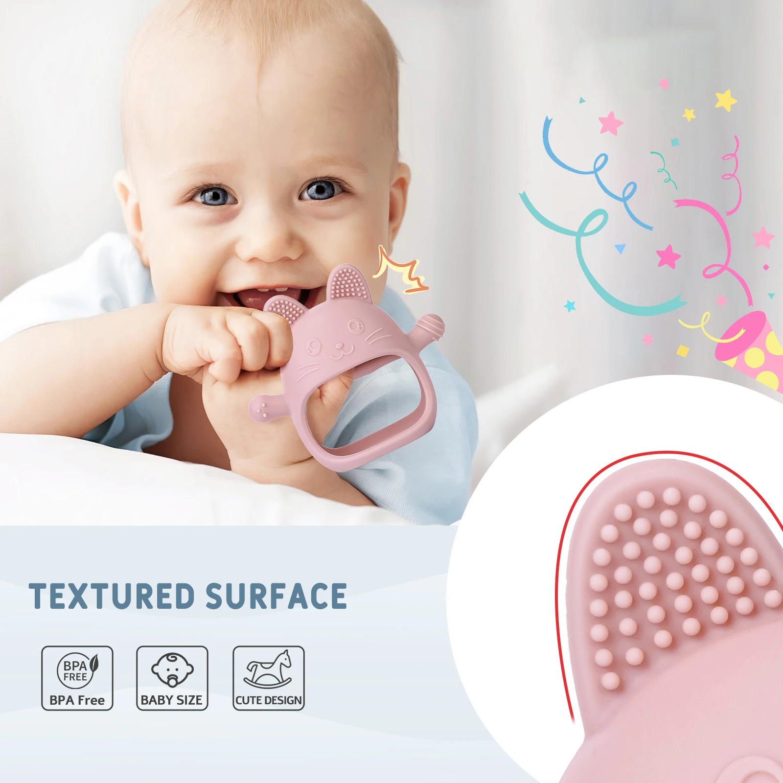 Baby Teething Toys For Babies BPA Free Anti-Drop Silicone Gloves Teething Toys For Baby Chew Toys For Sucking Needs