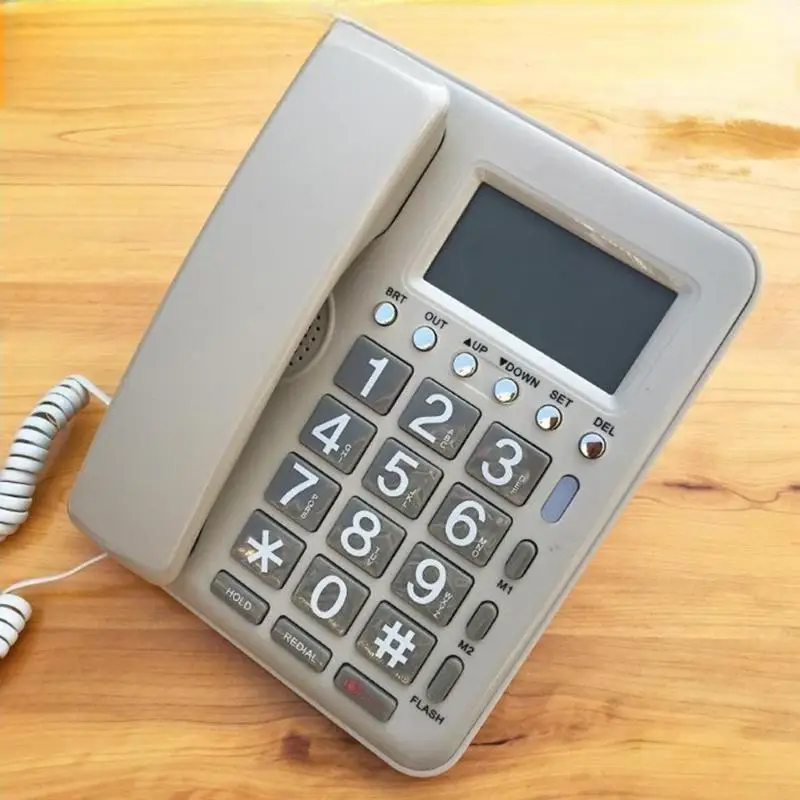 Desktop Corded Telephone Home Fixed Phone Landline Telephone Big Buttons Speakerphone Caller Identification LCD Backlit
