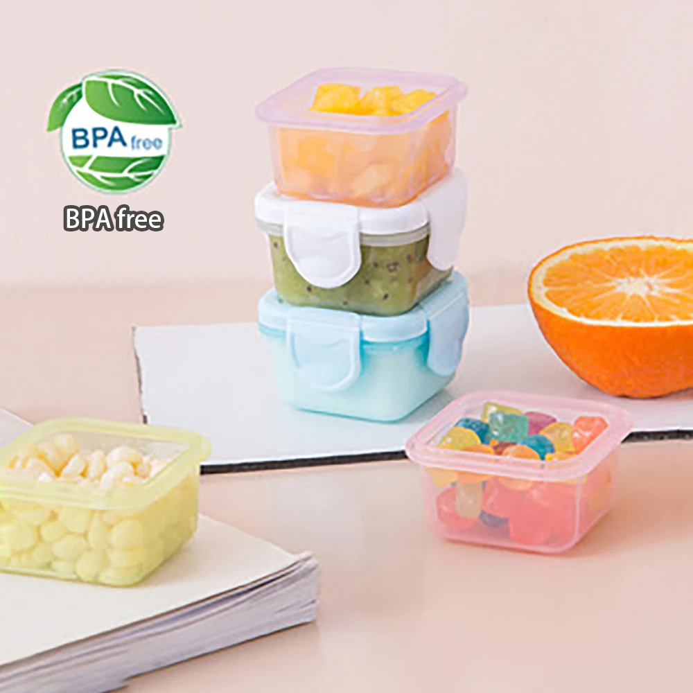 4pcs BPA Free Mini Baby Food Storage Containers Baby Learning Dishes Auxiliary Bowl Portable Sealed Storage Boxs Can Microwave