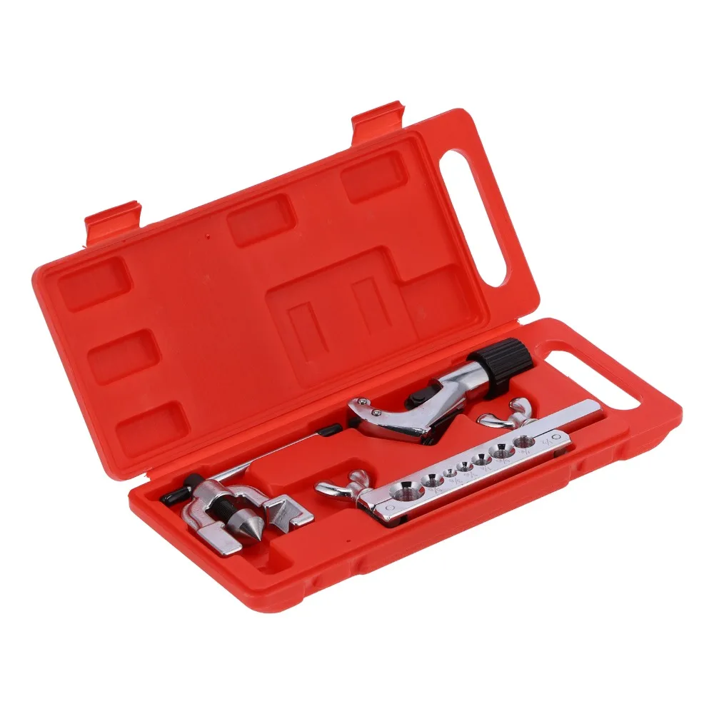 Durable Red Box Flaring Tool Kit Alloy Steel Different Sizes Tube Expander Set Manual Flaring Tool Cooling System