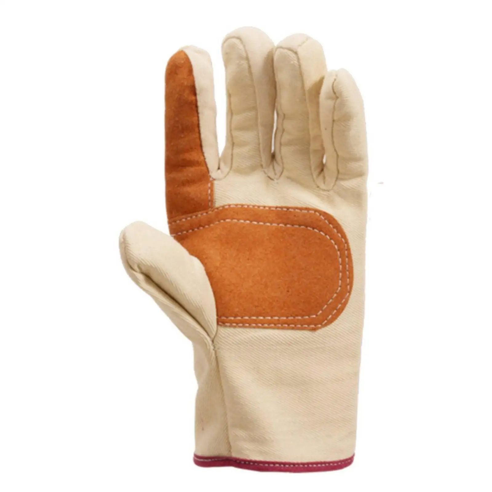 Canvas Gloves with Leather Palm Extended Cuff Work Gloves with Reinforced Palm
