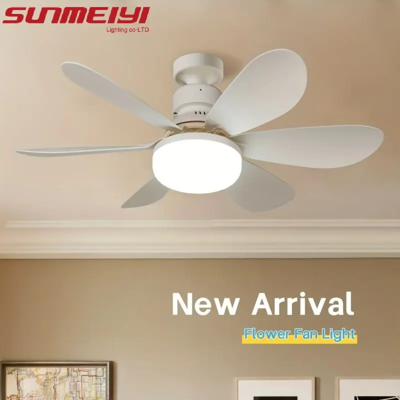 

Modern Minimalist Bedroom Low Noise Fan Light Six Leaf Ceiling Variable Frequency Ceiling Fan Light Three Color Dining Room