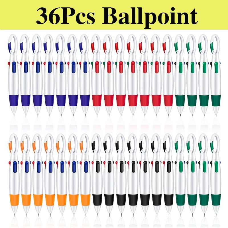 36Pcs Shuttle Pen Retractable 4 In 1Ballpoint Pens With Keychain, Multi-colored Nurse Ballpoint Pen