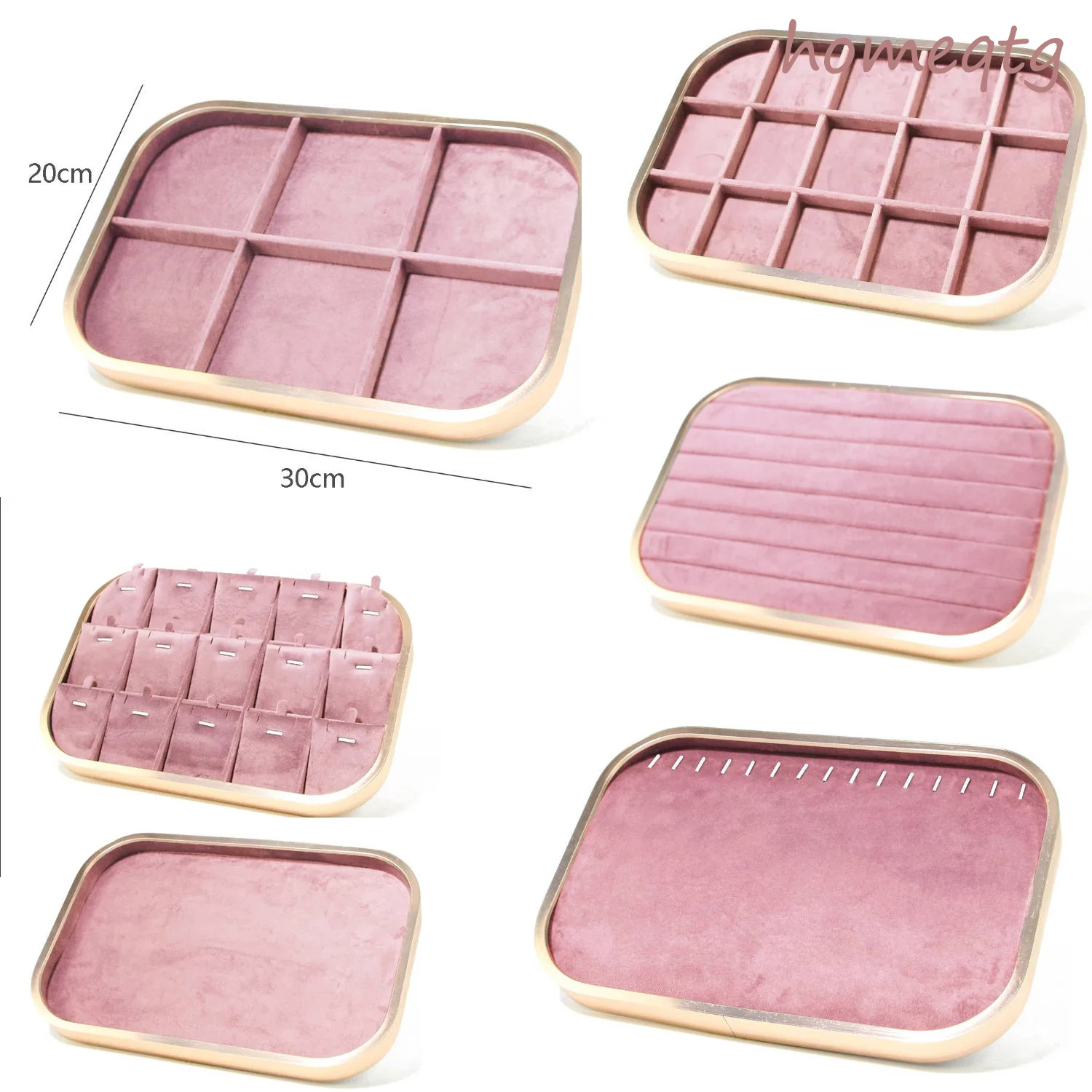 

Pink Metal Velvet Jewelry Display Tray Pendant Watch Necklace Bracelet Earring Organizer Holder for selling store gift