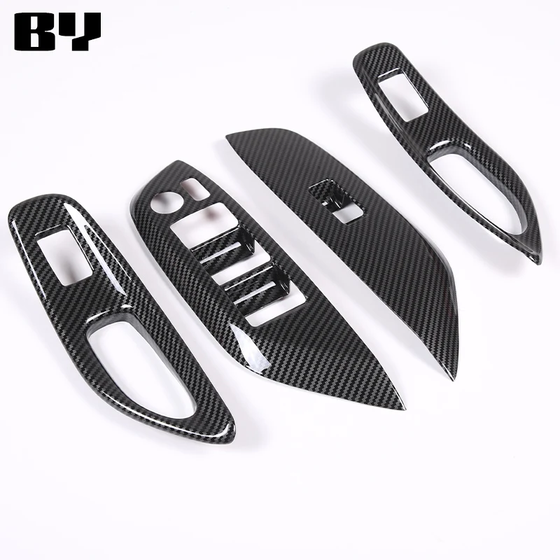 ABS Carbon Fiber Car Window Glass Lift Button Switch Trim Cover For Toyota Yaris Cross 2020-2023 Accessories RHD