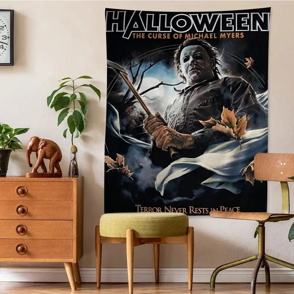 Horror Movies Halloween Michael Myers Classic Vintage DIY Wall Tapestry Hanging Tarot Hippie Wall Rugs Dorm INS Home Decor