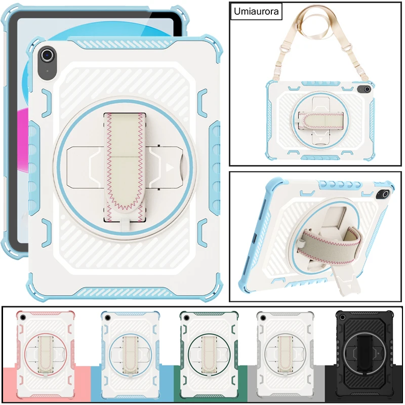 

For IPad Mini 4 5 9.7 7th 8th 9th Gen 10.2 Air 10.5 inch 360 Rotation Hand Strap Stand Tablet Case Shockproof Armor Cover Funda