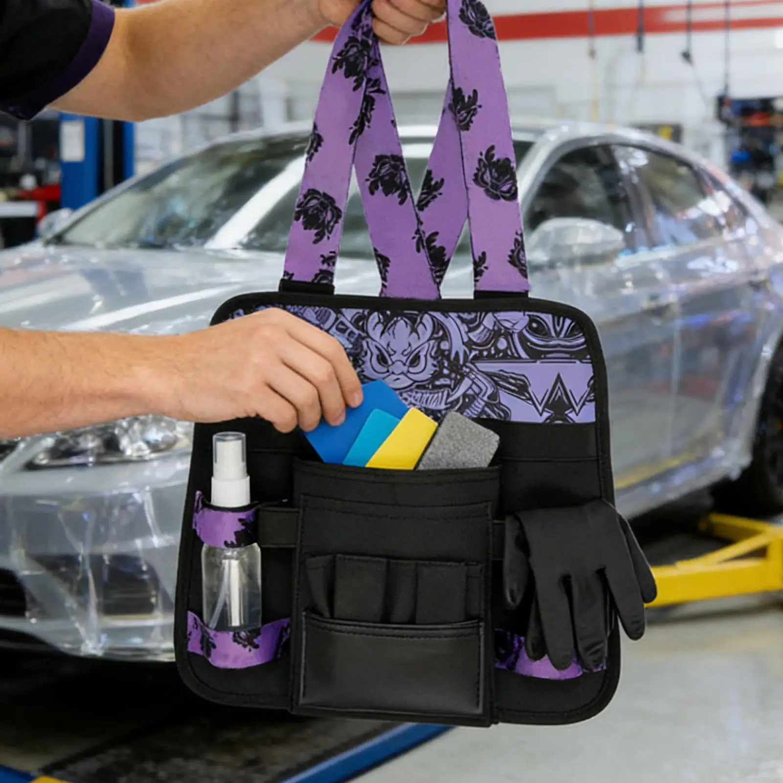 Professional Auto Tint Tool Belt Durable Oxford Cloth Bag with Multi-Pockets with Shoulder Strap for Wrapping Squeegee Pouch