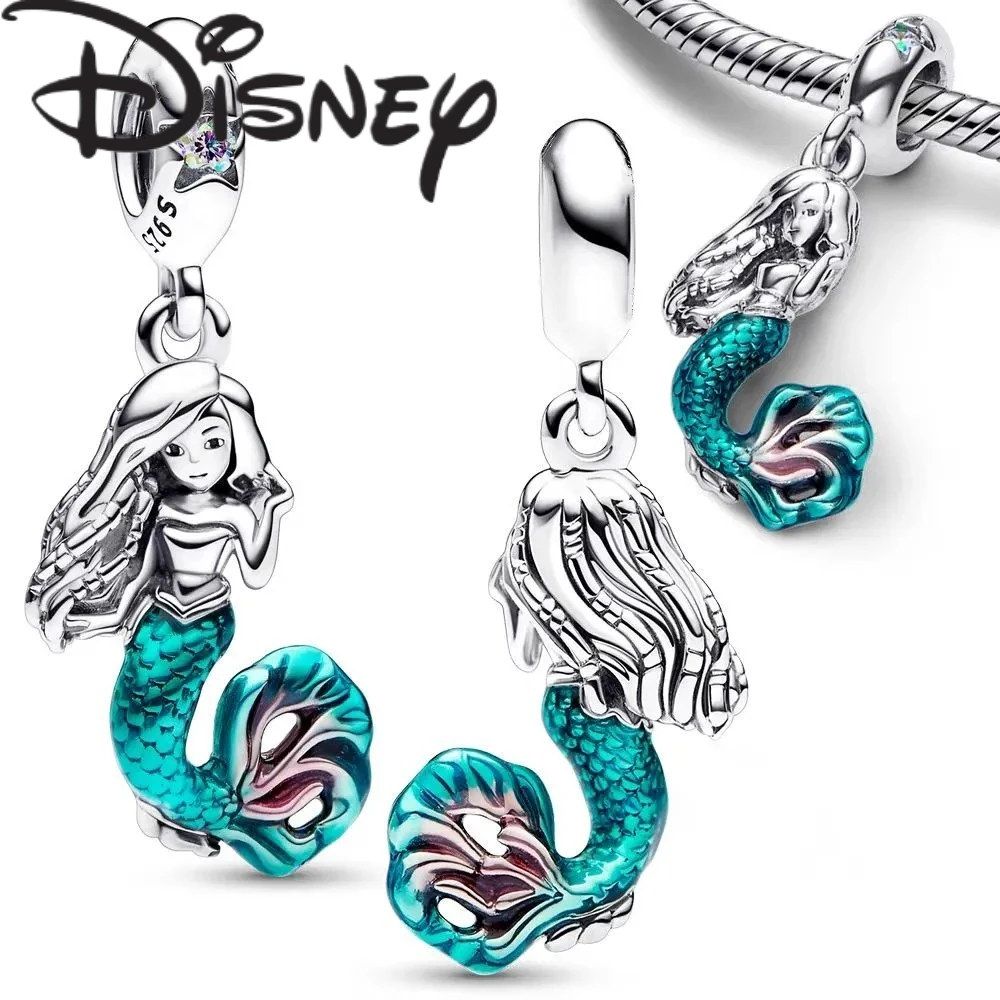 

2025 Hot Sale Charms Bead 925 Sterling Silver Blue-tailed mermaid Dangle Fit Bangle Bracelet Necklace DIY Jewelry