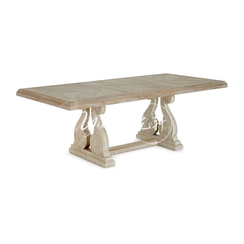 Meja dan kursi makan kayu solid mewah ringan Amerika