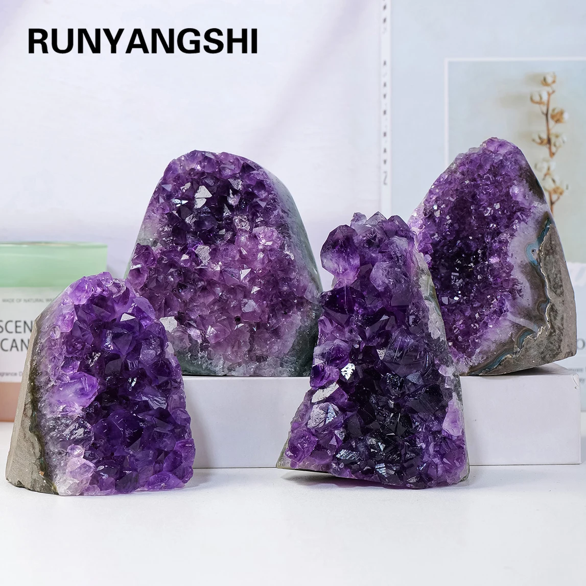 

1PC Natural Amethyst Crystal Clusters Stone Uruguay Raw Geode Quartz Deep Purple Color Fengshui Home Decoration Ornaments