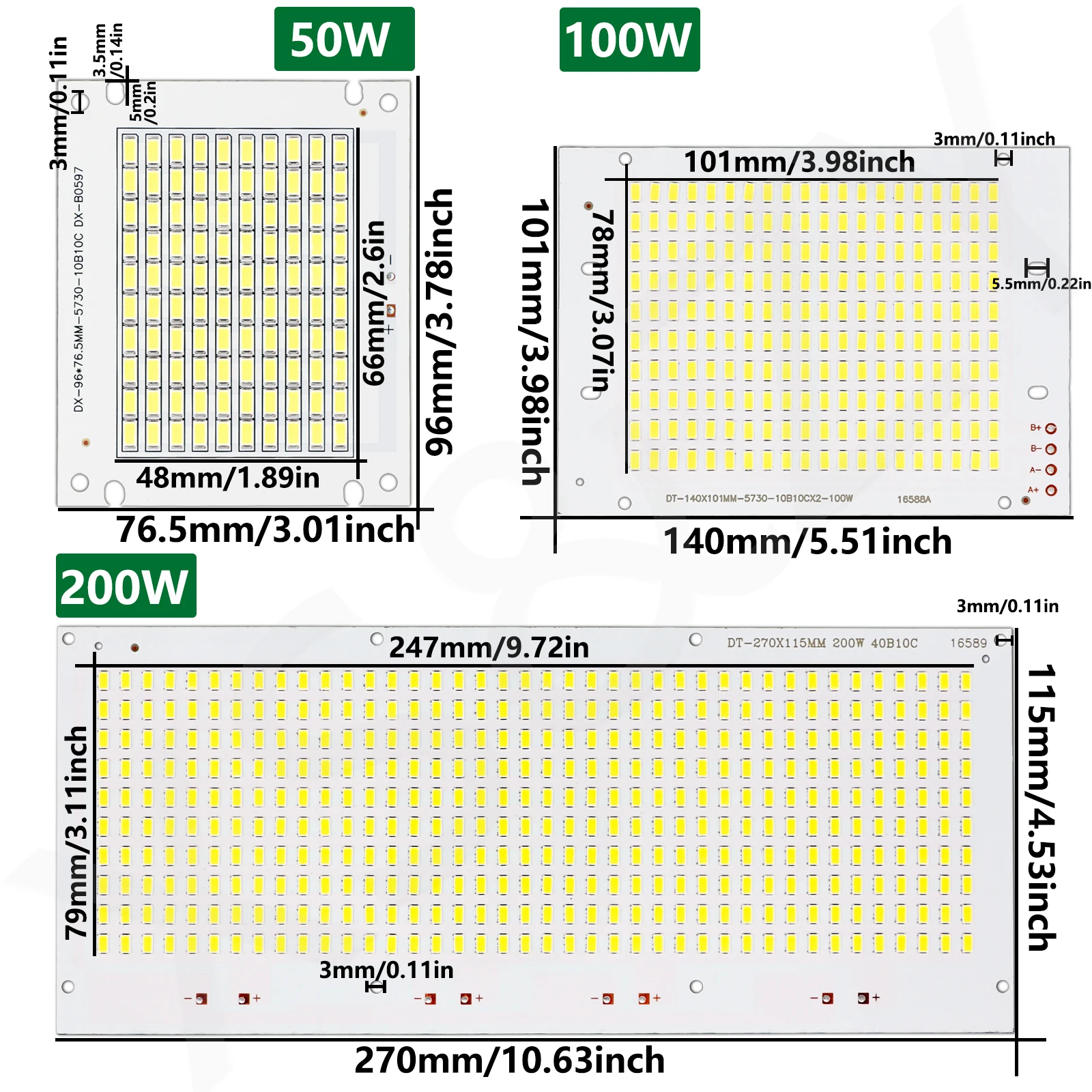 LED Projection Light Strong Light Board 50W 100W 200W White DC30-33V High Heat Dissipation Aluminum Substrate For Ceiling Light