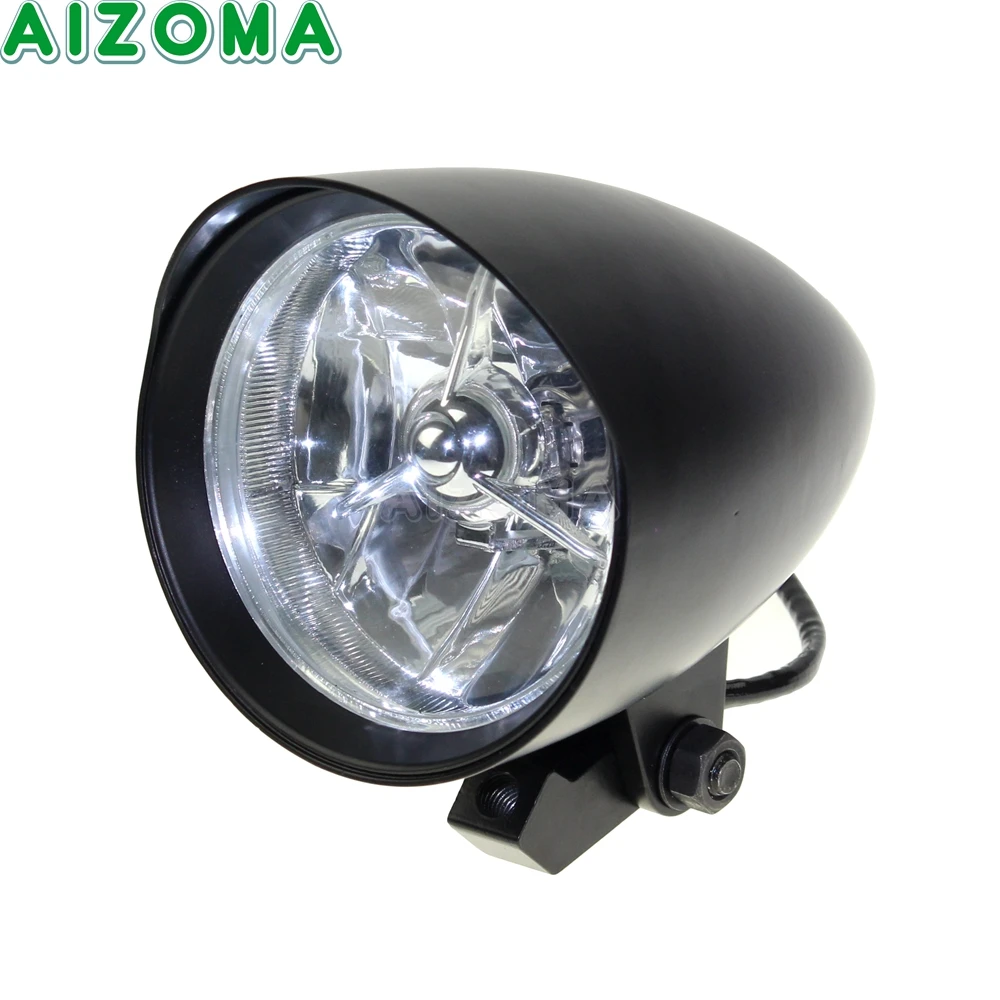 Motorcycle Tri-Bar Headlight H4 Visor Headlamp For Harley Chopper Bobber Cruiser Yamaha Dragstar Vstar Kawasaki Vulcan Classic