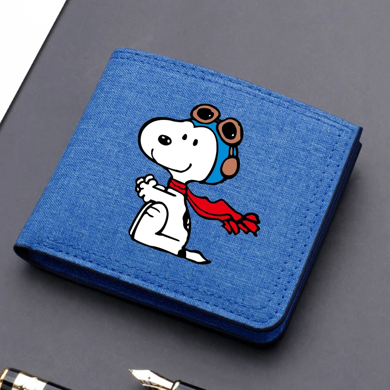 Snoopys Canvas Wallet Cartoon Dog Short Folding Purse Cute Boy Card Holder Fashion Kids Coin Photo Case Birthday Gifts