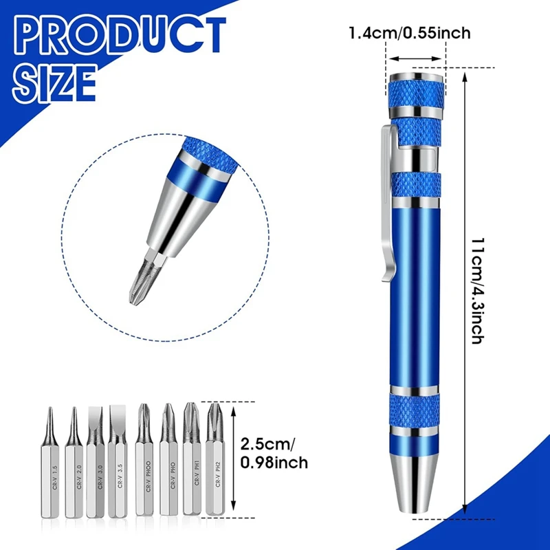 ABJI-4 Pcs Multitool Pen Screwdriver, Four Colors Compact Mini Screwdriver Handy Magnetic Screwdriver Set