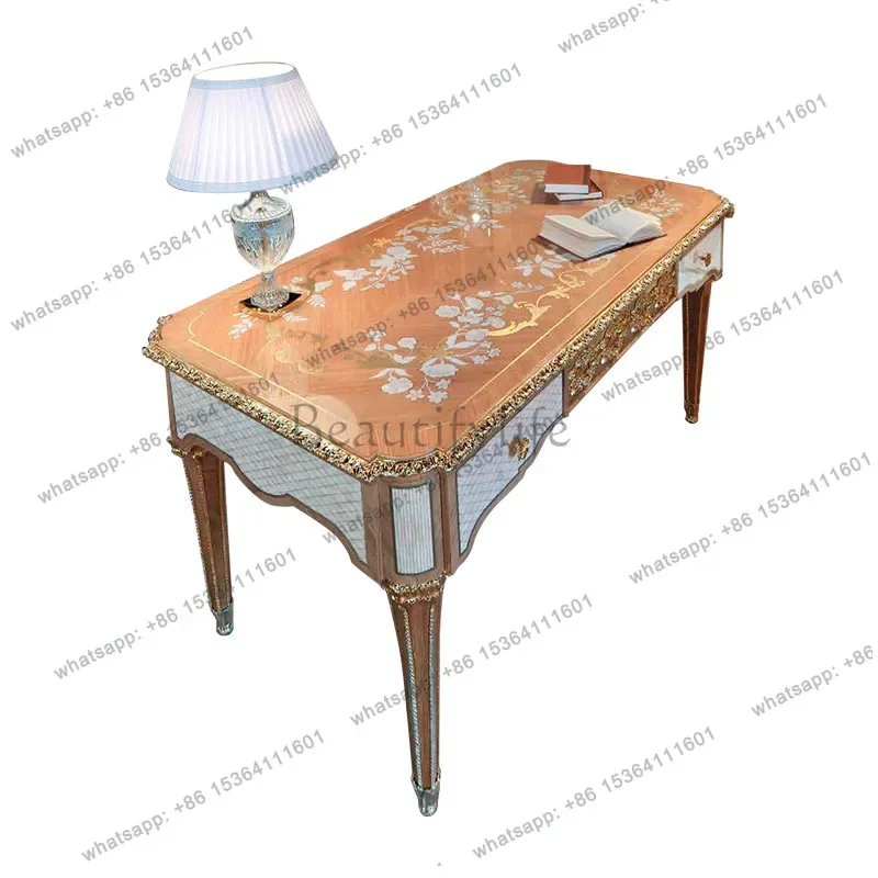 

Компьютерный стол FG28 в стиле французского неоклассицизма, европейский, из резной березы, с паркетной инкрустацией, элитная мебель