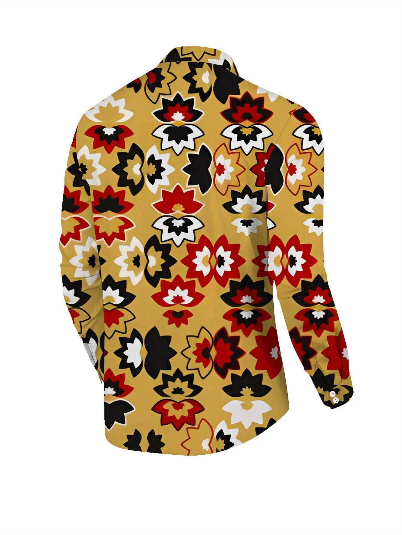  Men'S Stylish Dopamine Splicing Patterned Shirt - Long Sleeve, Button-Up, Lapel Collar