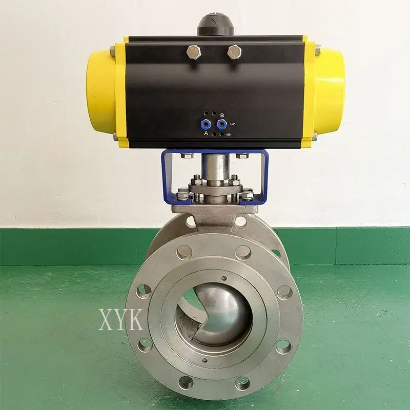 Pneumatic VQ647H V-Ball Valve Hard Metal Seal Flange Connection Steam Regulation Cutting Valve For Pulp Granules Coal Ash