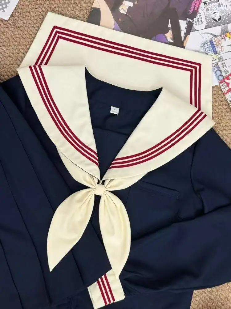 Authentic Japanese Style School Uniform Set for Women Summer Sailor Suit Shirt with Sapporo Collar Class Uniform Kit view 5