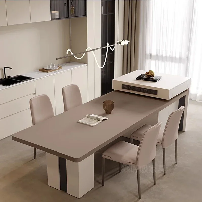 Restaurant Luxury White Table Chairs Drawer Socket Modern Kitchen Dining Tables Luxury Compact Lounge Muebles Unique Furniture