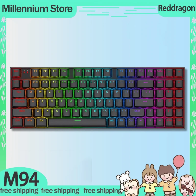 Reddragon M94 Pro Mechanical Keyboard Magnetic Axis Wired Rgb Keyboard Customized 94 Keys Keyboard Gaming Keyboard Laptops Gifts