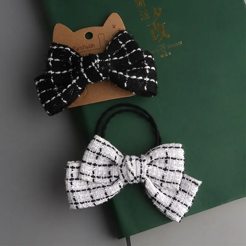 

Black Elegant Bow Hairpins, Hair Clips for Girls, Women's Elastic Hair Band, Striped Plaid Hair Accessory Hair Rope Headwear