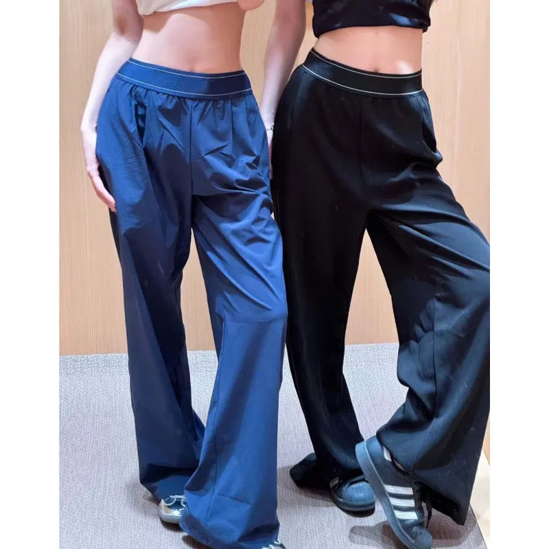 New Spring Women Straight Sports Pants Solid Loose Casual Yoga Pants for Female Lady Elastic Wiast Lady Quick-dry Sweatpants