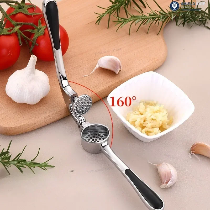 Schiacciaglio in acciaio inossidabile, pressa per aglio, tritatutto per aglio, facile da usare, facile da pulire, utensile da cucina.