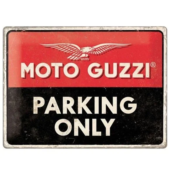 Moto Guzzi Parking Only-letrero de estaño de Metal, carteles de estaño baratos, cartel de Bar, pegatina de pared 3d, Metal personalizado