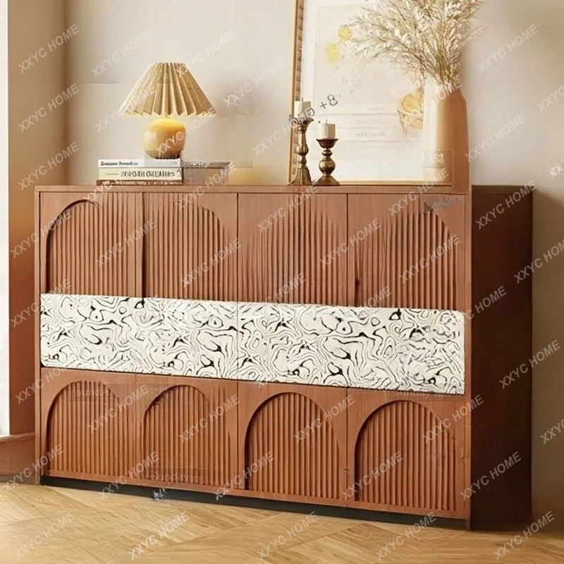 LMedieval striped simple entrance cabinet entry living room wood color locker