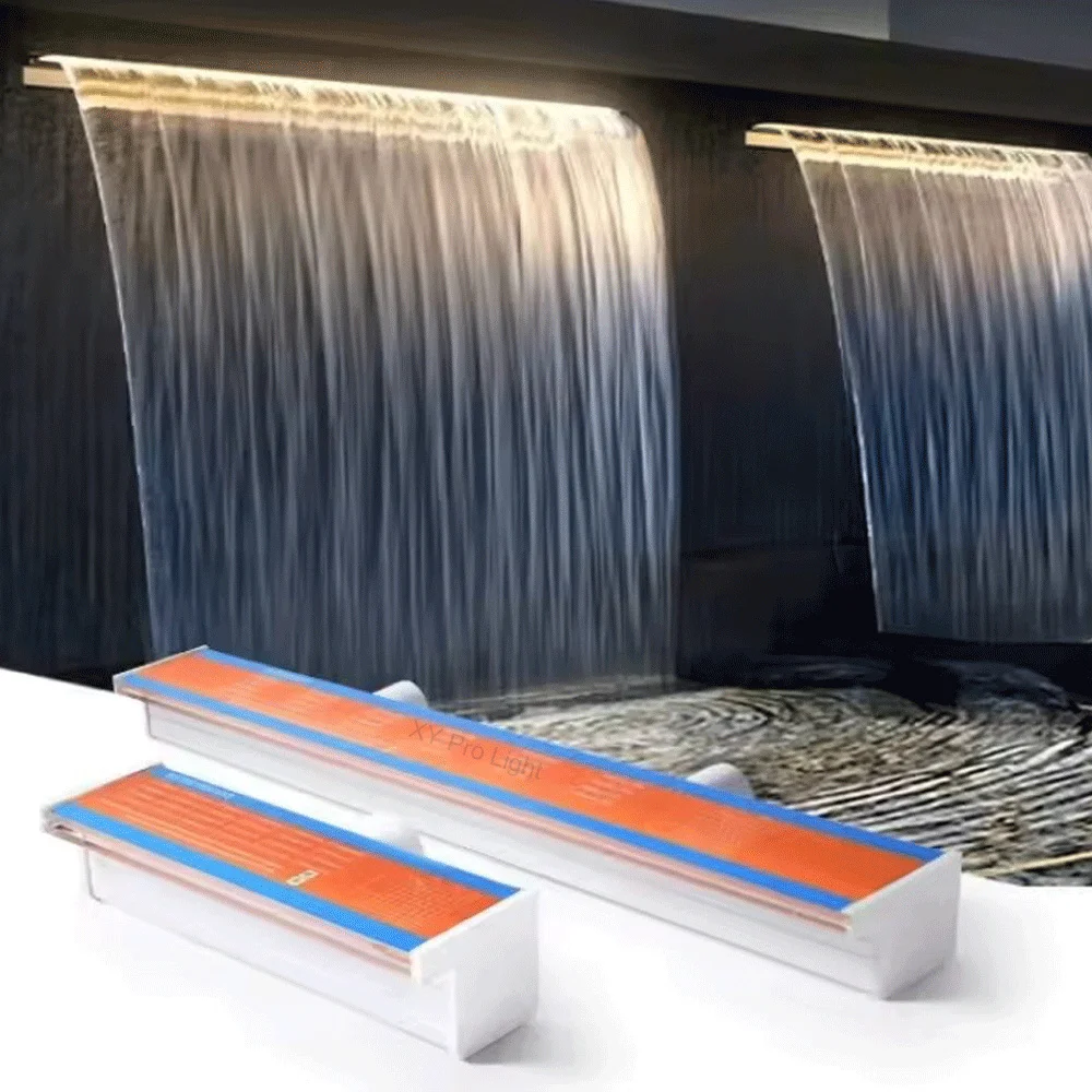 

RGB LED Waterfall Descent Fountain Light 300mm Length DC12V Swimming Pool Cascade Decorative Wall Hanging Fountain Spillway
